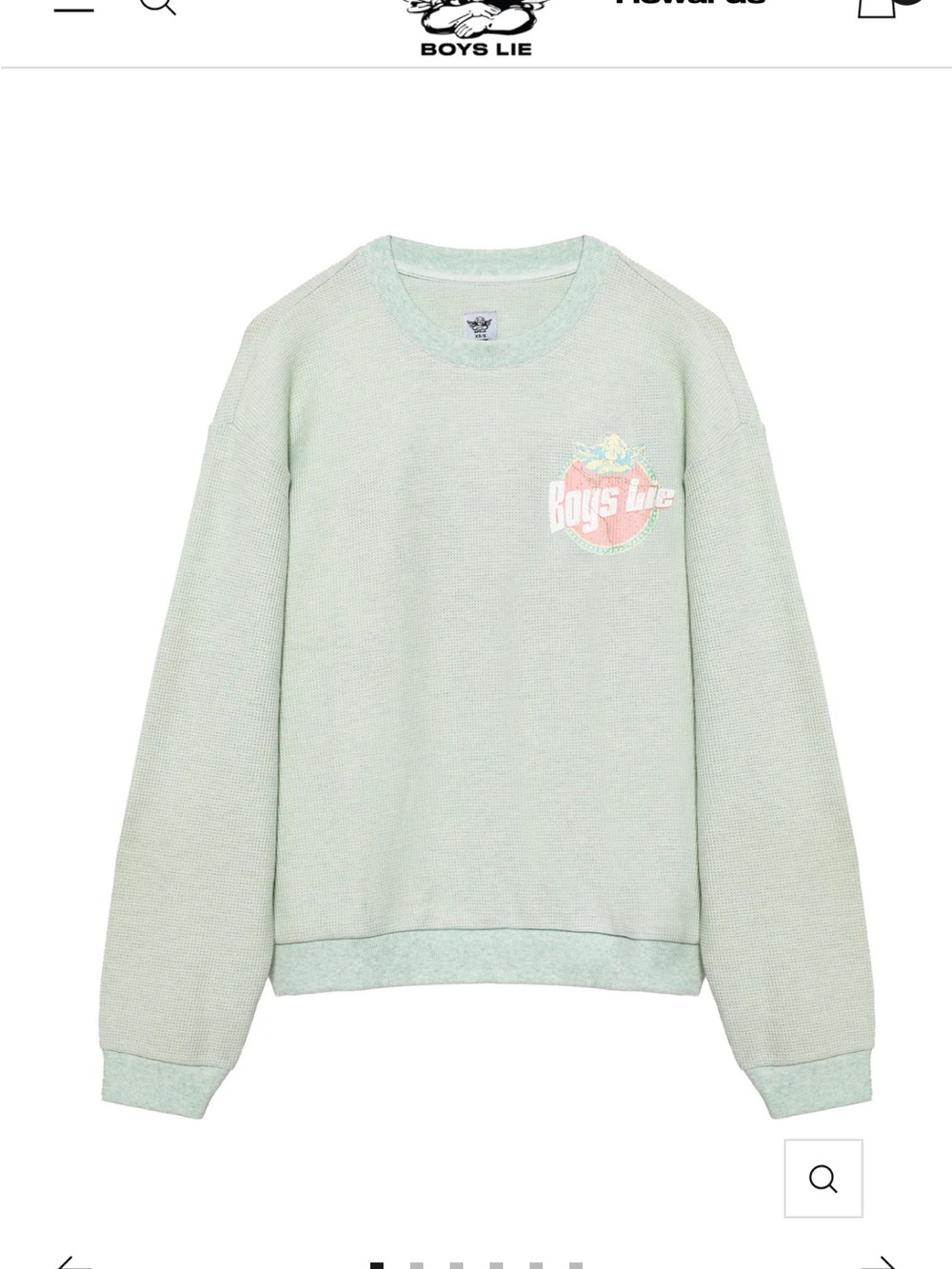 Boys Lie Pastel Mint Waffle Knit Crewneck Sweatshirt